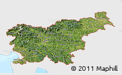 Satellite 3D Map of Slovenia, single color outside, bathymetry sea