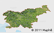 Satellite 3D Map of Slovenia, single color outside, bathymetry sea, shaded relief sea