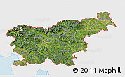 Satellite 3D Map of Slovenia, single color outside, shaded relief sea