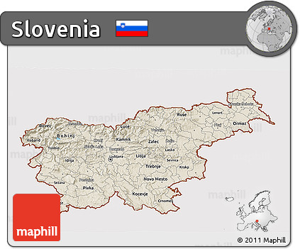 Shaded Relief 3D Map of Slovenia, cropped outside