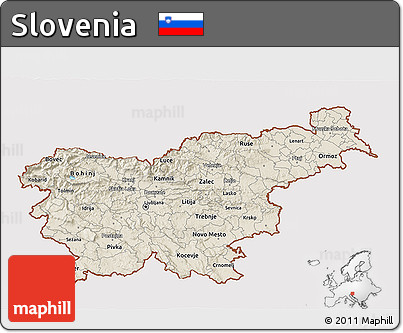 Shaded Relief 3D Map of Slovenia, cropped outside