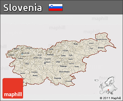 Shaded Relief 3D Map of Slovenia, cropped outside