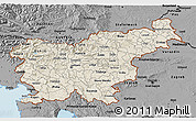 Shaded Relief 3D Map of Slovenia, darken, desaturated, land only