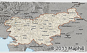 Shaded Relief 3D Map of Slovenia, darken, semi-desaturated, land only