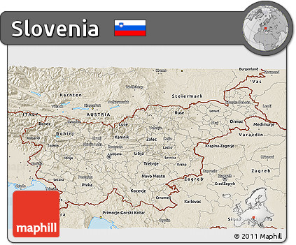 Shaded Relief 3D Map of Slovenia