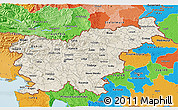 Shaded Relief 3D Map of Slovenia, political outside, shaded relief sea