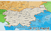 Shaded Relief 3D Map of Slovenia, political shades outside, shaded relief sea