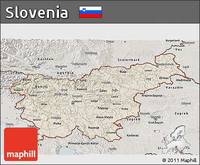 Shaded Relief 3D Map of Slovenia, semi-desaturated