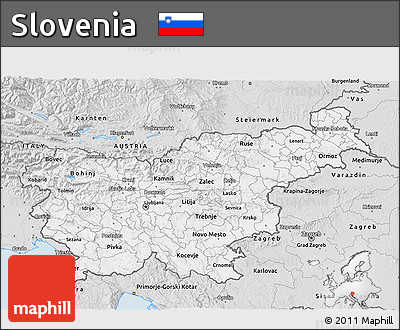 Silver Style 3D Map of Slovenia
