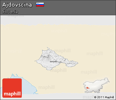 Classic Style 3D Map of Ajdovscina, single color outside