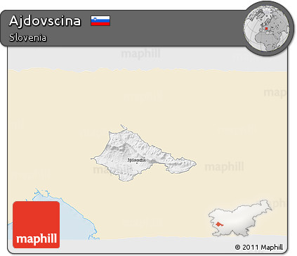 Classic Style 3D Map of Ajdovscina, single color outside