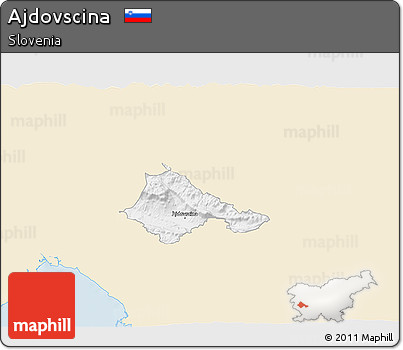 Classic Style 3D Map of Ajdovscina, single color outside