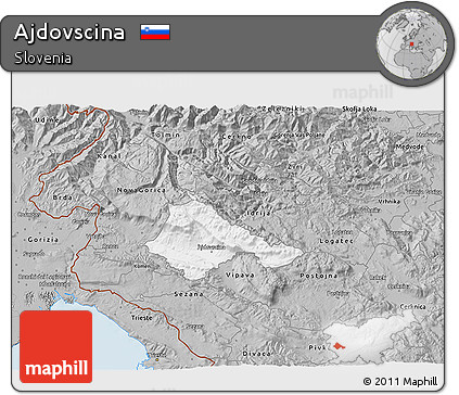 Gray 3D Map of Ajdovscina