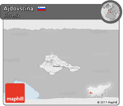 Gray 3D Map of Ajdovscina, single color outside