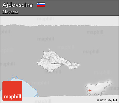 Gray 3D Map of Ajdovscina, single color outside