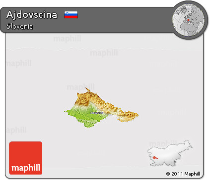 Physical 3D Map of Ajdovscina, cropped outside