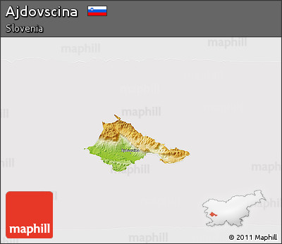 Physical 3D Map of Ajdovscina, cropped outside