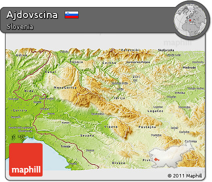 Physical 3D Map of Ajdovscina