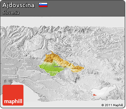 Physical 3D Map of Ajdovscina, lighten, desaturated