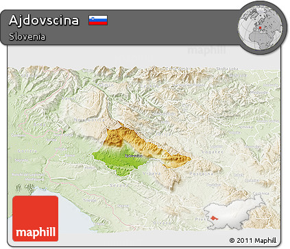 Physical 3D Map of Ajdovscina, lighten