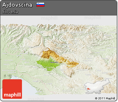 Physical 3D Map of Ajdovscina, lighten