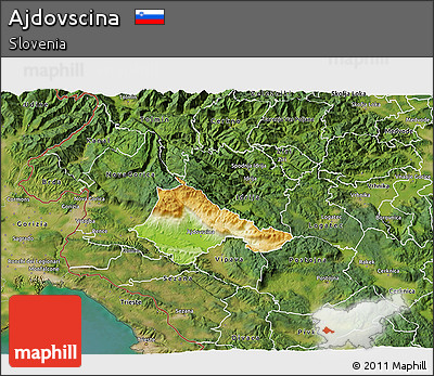 Physical 3D Map of Ajdovscina, satellite outside