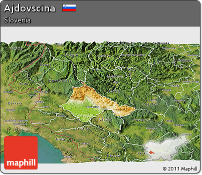 Physical 3D Map of Ajdovscina, satellite outside