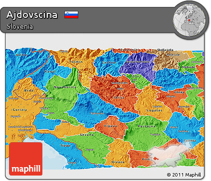 Political 3D Map of Ajdovscina