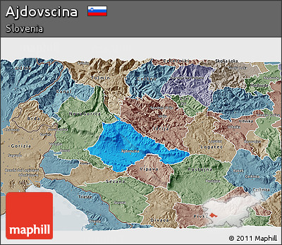 Political 3D Map of Ajdovscina, semi-desaturated