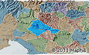 Political 3D Map of Ajdovscina, semi-desaturated