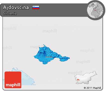 Political 3D Map of Ajdovscina, single color outside