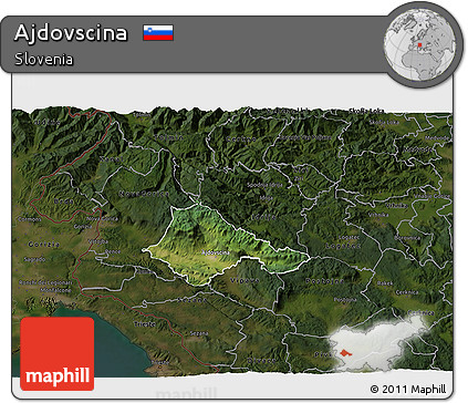 Satellite 3D Map of Ajdovscina, darken