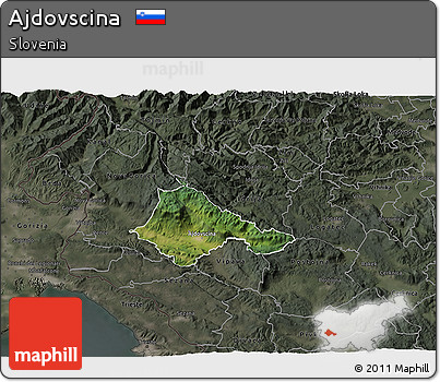 Satellite 3D Map of Ajdovscina, darken, semi-desaturated