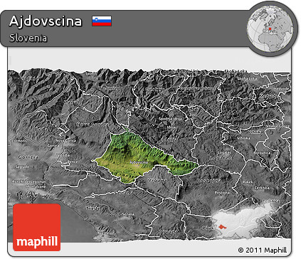 Satellite 3D Map of Ajdovscina, desaturated