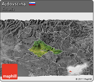 Satellite 3D Map of Ajdovscina, desaturated