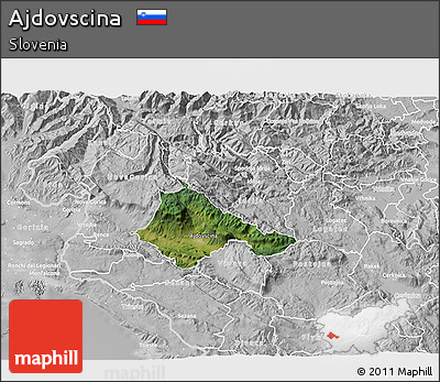 Satellite 3D Map of Ajdovscina, lighten, desaturated
