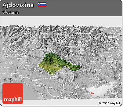 Satellite 3D Map of Ajdovscina, lighten, desaturated