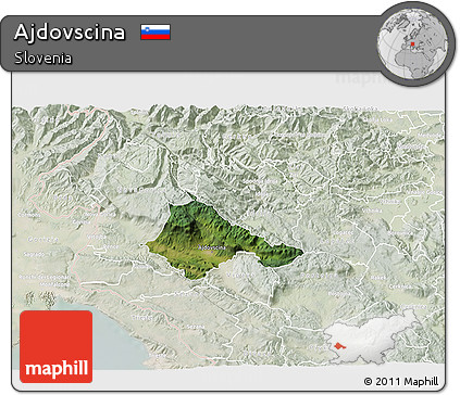 Satellite 3D Map of Ajdovscina, lighten