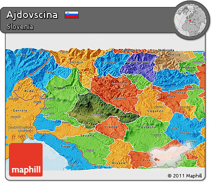 Satellite 3D Map of Ajdovscina, political outside