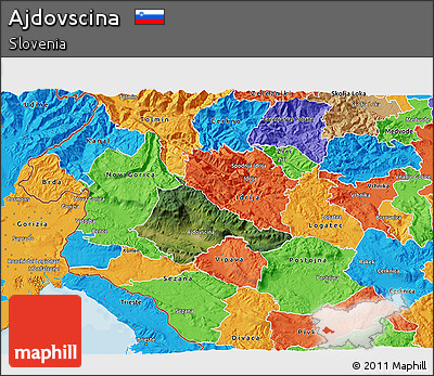 Satellite 3D Map of Ajdovscina, political outside