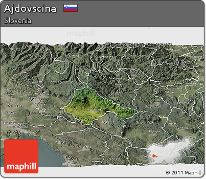 Satellite 3D Map of Ajdovscina, semi-desaturated