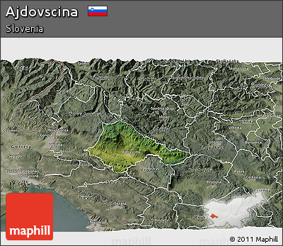Satellite 3D Map of Ajdovscina, semi-desaturated