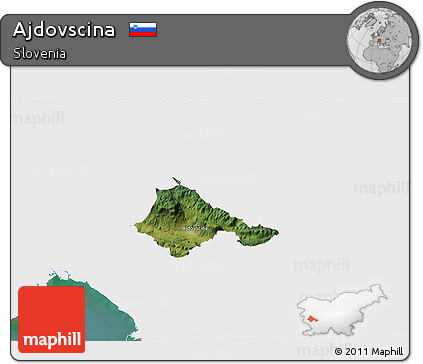 Satellite 3D Map of Ajdovscina, single color outside