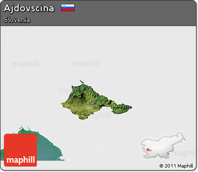 Satellite 3D Map of Ajdovscina, single color outside