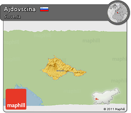 Savanna Style 3D Map of Ajdovscina, single color outside