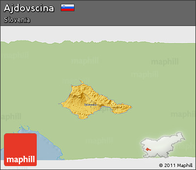 Savanna Style 3D Map of Ajdovscina, single color outside