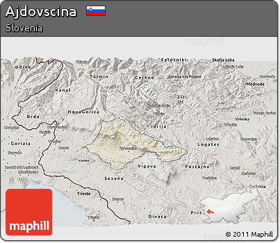 Shaded Relief 3D Map of Ajdovscina, semi-desaturated