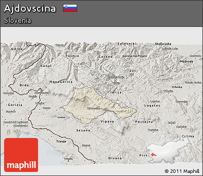 Shaded Relief 3D Map of Ajdovscina, semi-desaturated