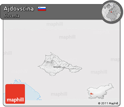 Silver Style 3D Map of Ajdovscina, single color outside