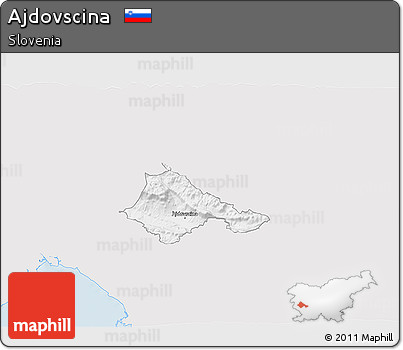 Silver Style 3D Map of Ajdovscina, single color outside